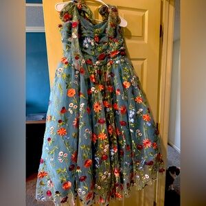 JessaKae Floral Embroidered Dress - Blue and Multicolor